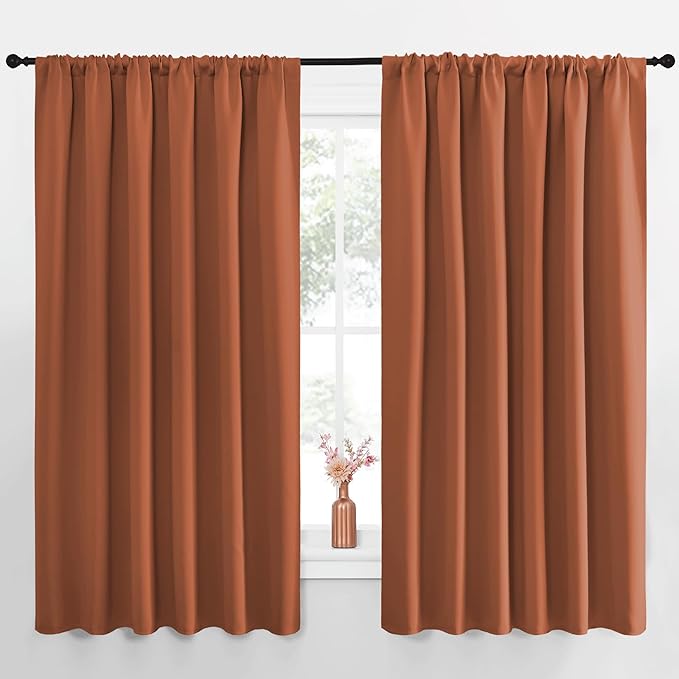 NICETOWN Blackout Curtains for Bedroom, Burnt Orange, 1 Pair, 70 by 63-inch