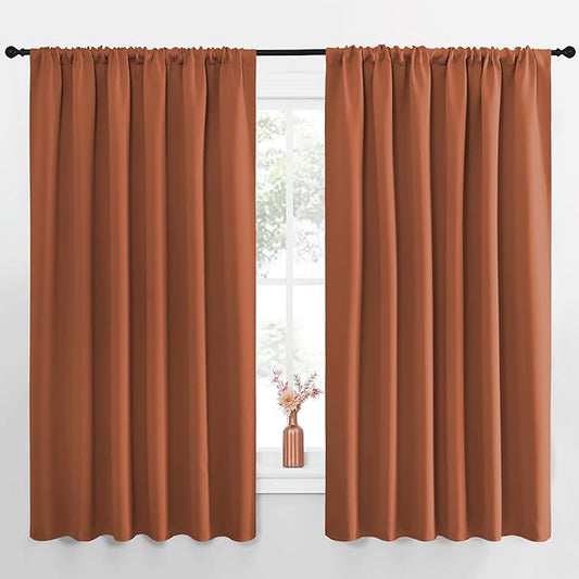 NICETOWN Blackout Curtains for Bedroom, Burnt Orange, 1 Pair, 70 by 63-inch