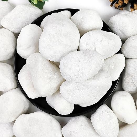 YISZM 40lbs White River Rocks for Landscaping, 2-3 Inch Natural Pebbles for Indoor Plants, Snow White Decorative Stones Garden Outdoor and Indoor DIY Vase Filler Fish Tank Aquariums