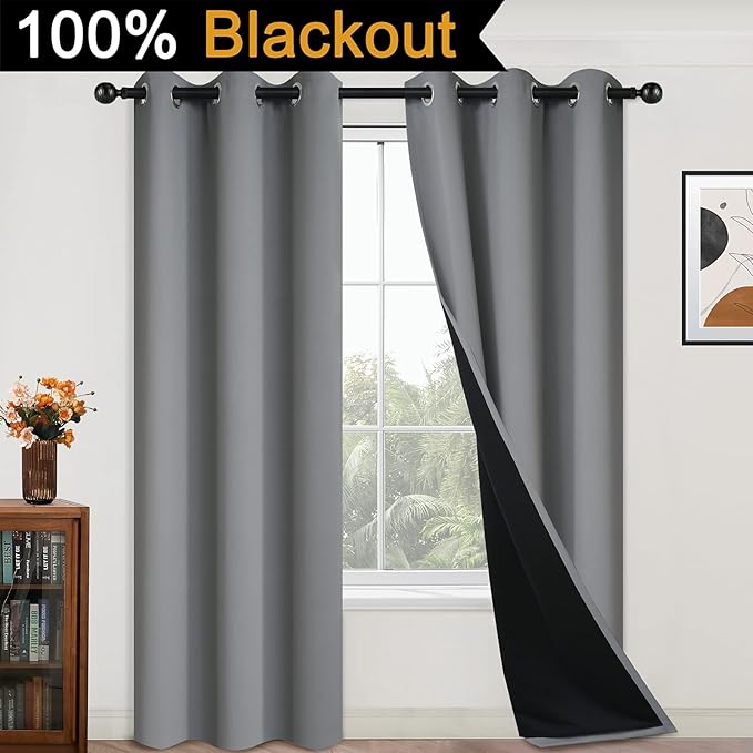 Yakamok 84 Inch Length 100% Blackout Curtains