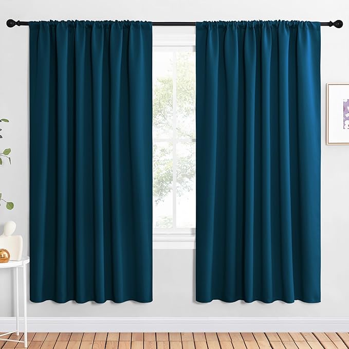 NICETOWN 2 Panels Blackout Curtains, Rod Pocket Window Curtains Room Darkning