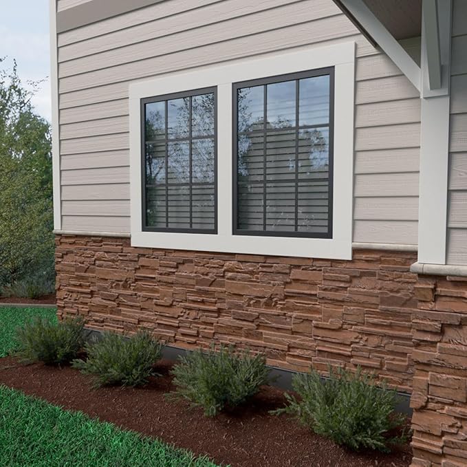 EverStone Cascade Faux Stone Panel, 48 5/8"W x 24 3/4"H x 1 1/4"D, York Town