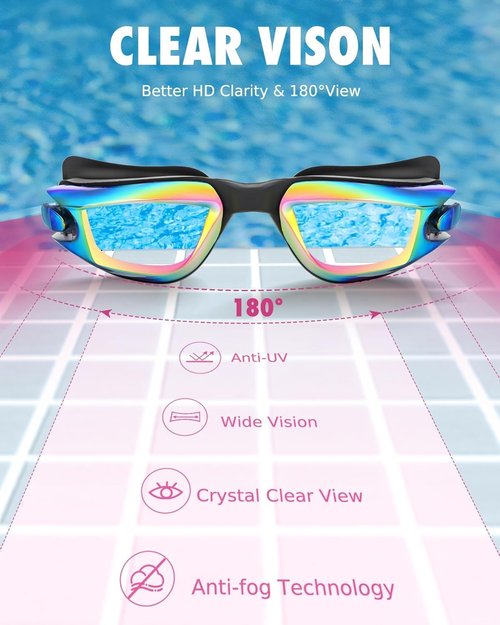 Aegend Swim Goggles - No Leaking Kids Swimming Goggles for Ages 3-14 | Clear Vision & Comfort