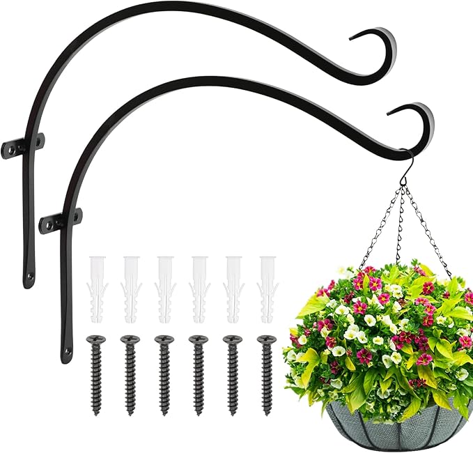FEED GARDEN 18 Inch 2 Pack Outdoor Hanging Plant Bracket