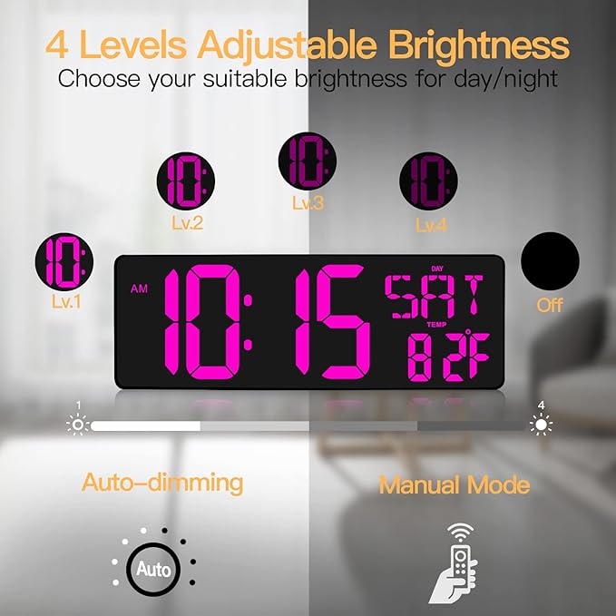 XREXS Large Digital Wall Clock