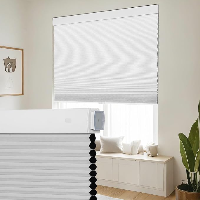 SEEYE No Drill Cordless Cellular Shades, Thermal Insulated Noise Reduction