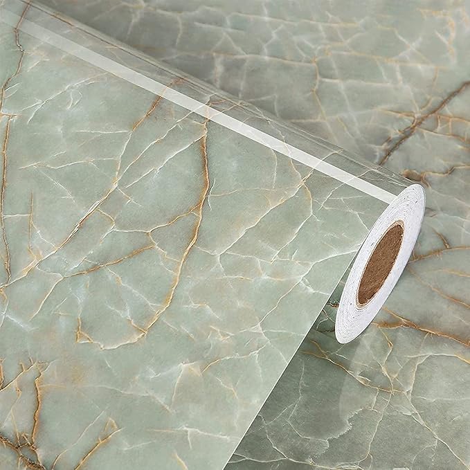 Cyan Marble Contact Paper for Countertops Waterproof Marble Wallpaper Peel and