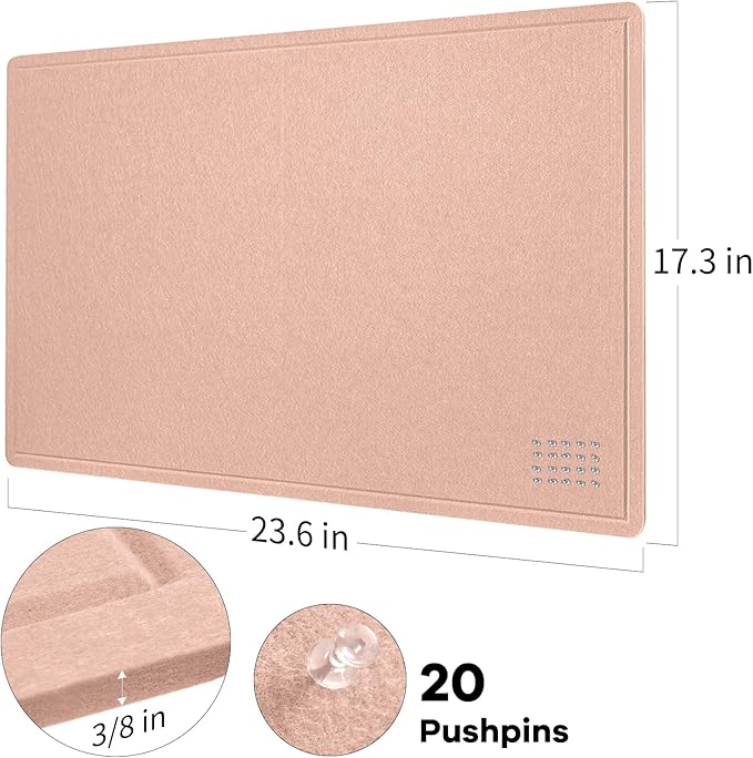 Lightomorrow Bulletin Board, 24 x 18 inches Felt Board Decorative Pin Board