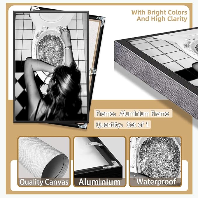 Funny Bathroom Wall Art Black and White posters Bar Disco Party prints painting