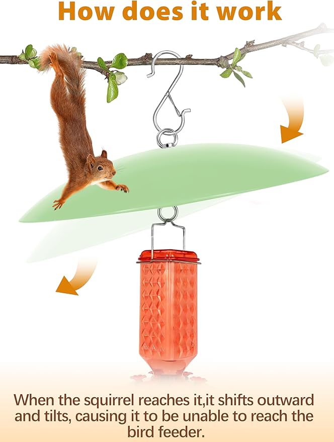 13" Bird Feeder Rain Guard, Hummingbird Feeders Shade Dome Cover, Hanging Baffle for Bird Feeder Pole,Smart Birds Feeder's Umbrella(Light Green),2 Pack