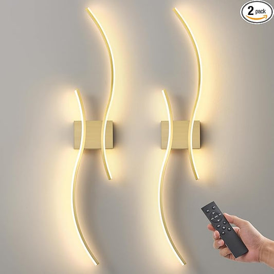 Battery Operated Wall Sconce Set of Two, Dimmable Modern LED Rechargeable Wall