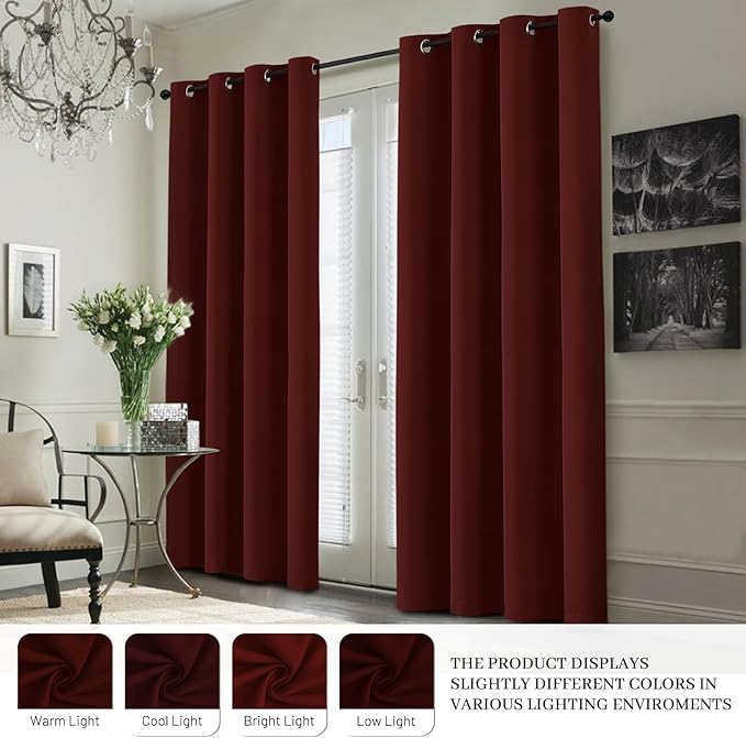 Yakamok 100% Blackout Curtain Panels 63 inches Cold and Light Blocking Drapes