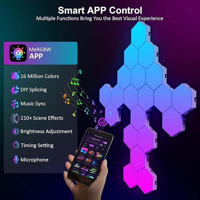 OJQ 12 Pack Hexagon Lights Wall RGB Panel
