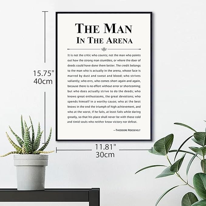 Howwii Inspirational Wall Art Office Decor The Man in the Arena Motivational