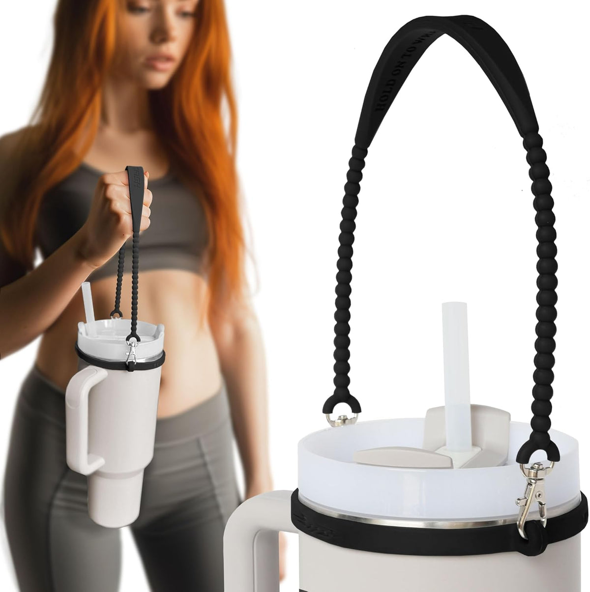 Pilotfish Water Bottle Strap - Heavy Duty Handle for Most Bottles | Dishwasher Safe & Removable Clips