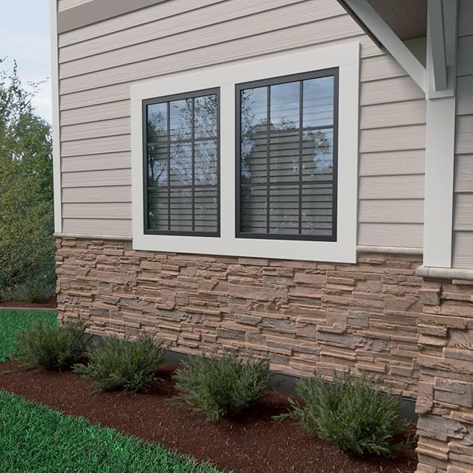 EverStone Cascade Faux Stone Panel, 48 5/8"W x 24 3/4"H x 1 1/4"D, Shasta Color
