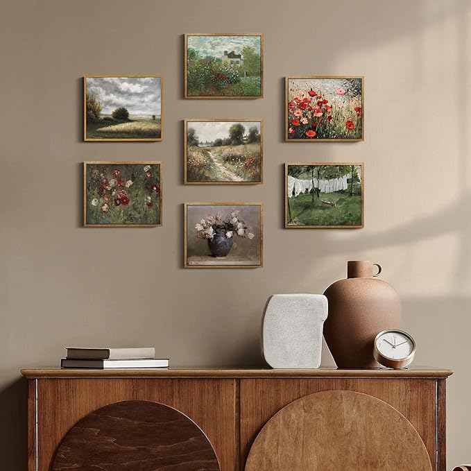 OIQArtOIQ Vintage Landscape Canvas Wall Art Framed Natural Scenery Painting