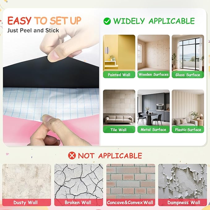 Magnetic Wall Decal 39.3x17.5 Inch Pink Color Magnetic Wall Decal Magnet Wall