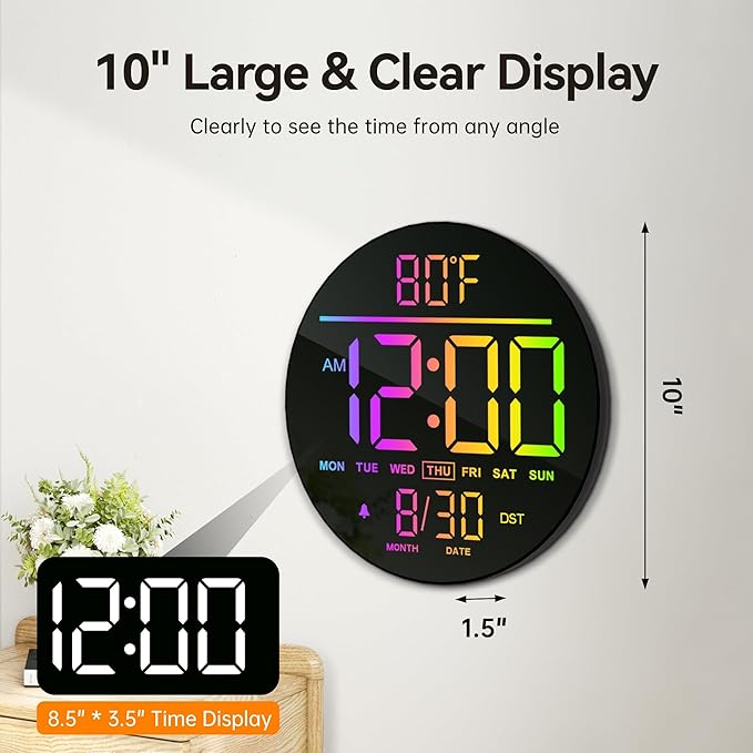 JALL 10" Large Digital Wall Clock