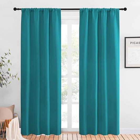 NICETOWN Peacock Blue Blackout Curtains Panels