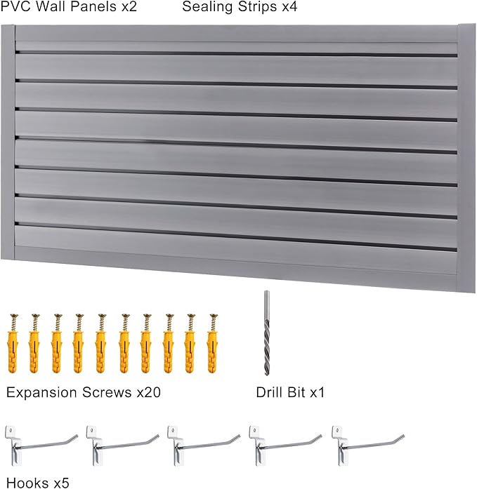 Slatwall Panel 4x2FT PVC Slat Wall Panels Garage Slat Wall Organizer Heavy Duty