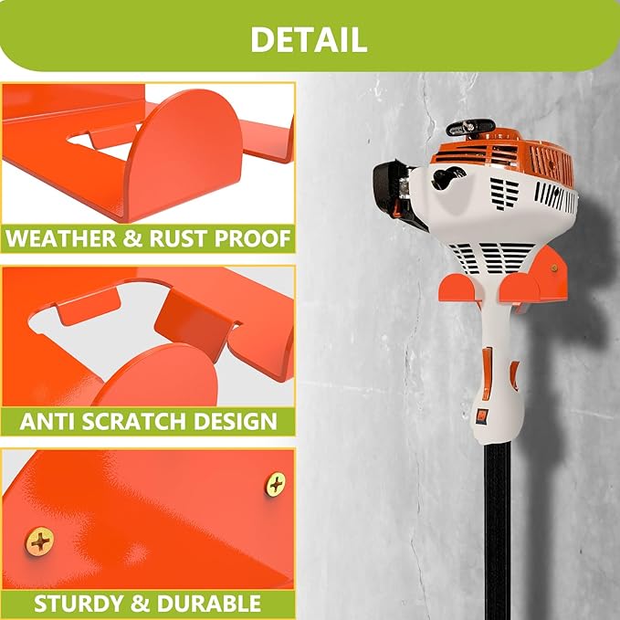 2 Pack Garage Organizer Trimmer Rack Heavy Duty Weed Eater Hanger Trimmer Hanger Garden Power Tool Hanger for Grass Trimmer, Hedge Trimmer, Garage Trimmer Garden Tools