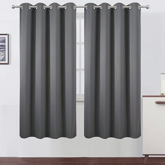 LEMOMO Grey Blackout Curtains/52 x 72 Inch/Set of 2 Panels Thermal Insulated