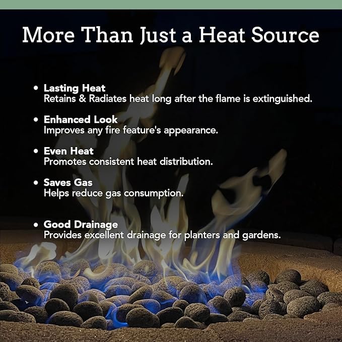 Black Lava Rocks for Fire Pit - 2 to 3 Inch 20 lbs - Gas Fireplace Stones - Volcanic Rock for Propane Fire Pit - Decorative Stone for Outdoor & Indoor Gas Fireplace