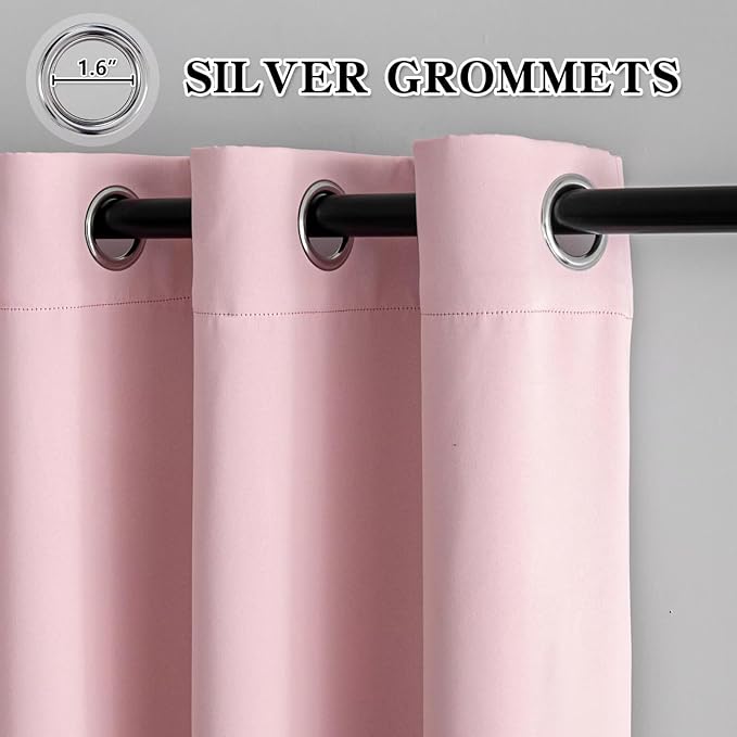 IGEMAEVE Blush Pink Curtains 84 Inch Length 2 Panels Set, Light Filtering