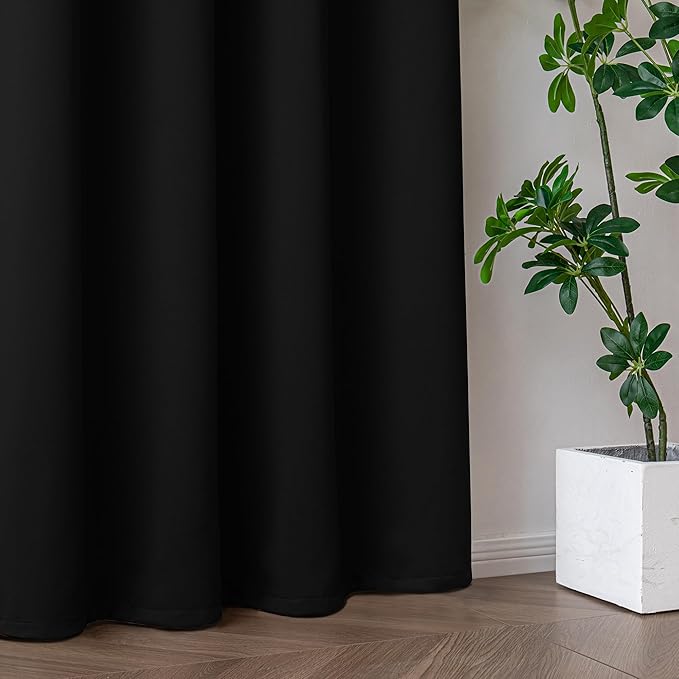 IGEMAEVE Black Curtains for Living Room, Custom Curtains Blackout Thermal