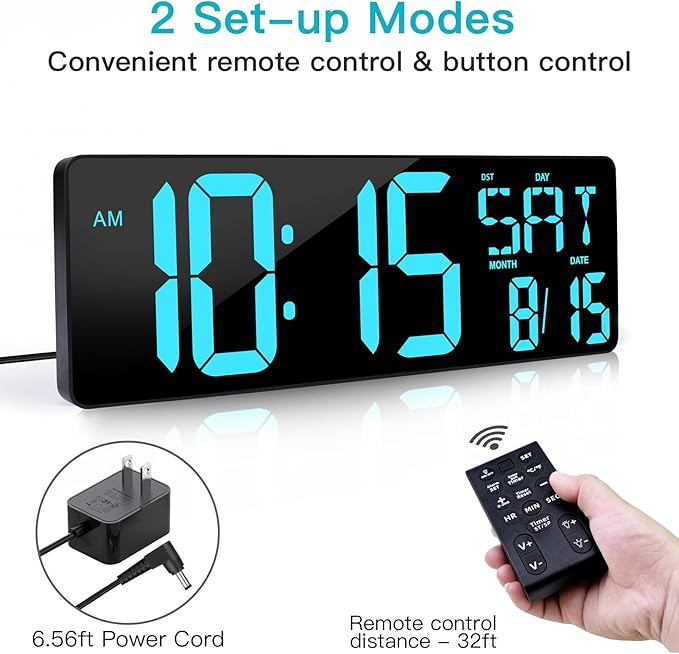 XREXS Large Digital Wall Clock