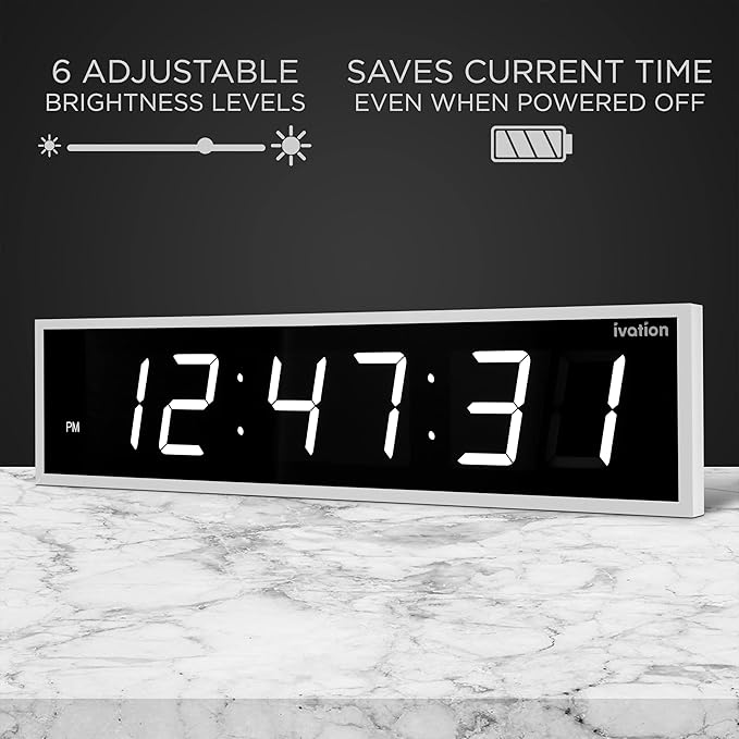Ivation Huge Oversized 60" Large Digital LED Clock | Big Digital Clock