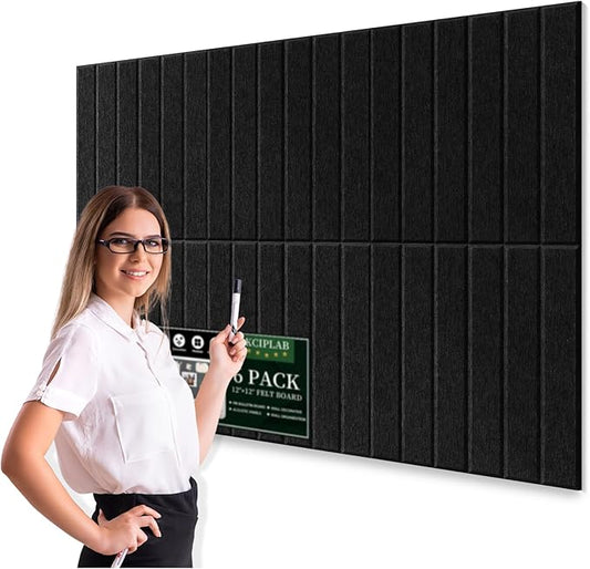 Large Cork Bulletin Board for Wall 36"x24", 6 Pack Felt Slat Wall Panel Tiles