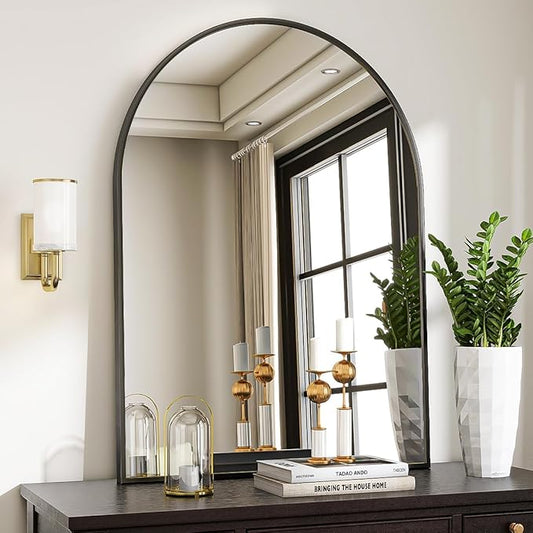 VooBang Arched Wall Mirror, 30 x 38 inch Arch Bathroom Mirror, Wall Mounted