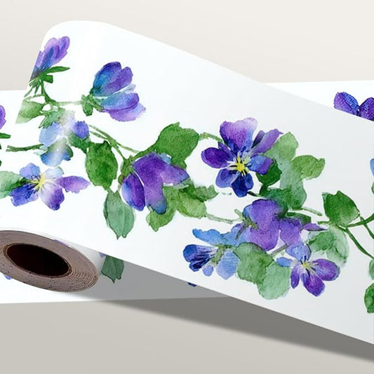 Purple Blue Floral Wallpaper Border 196x4 Inch Peel and Stick Wall Border Self