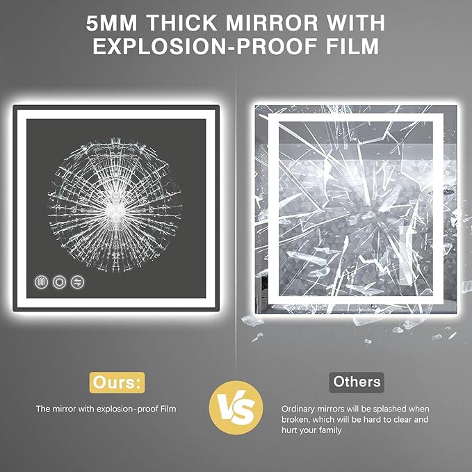 Memobarco LED Bathroom Mirror 24"x 24"