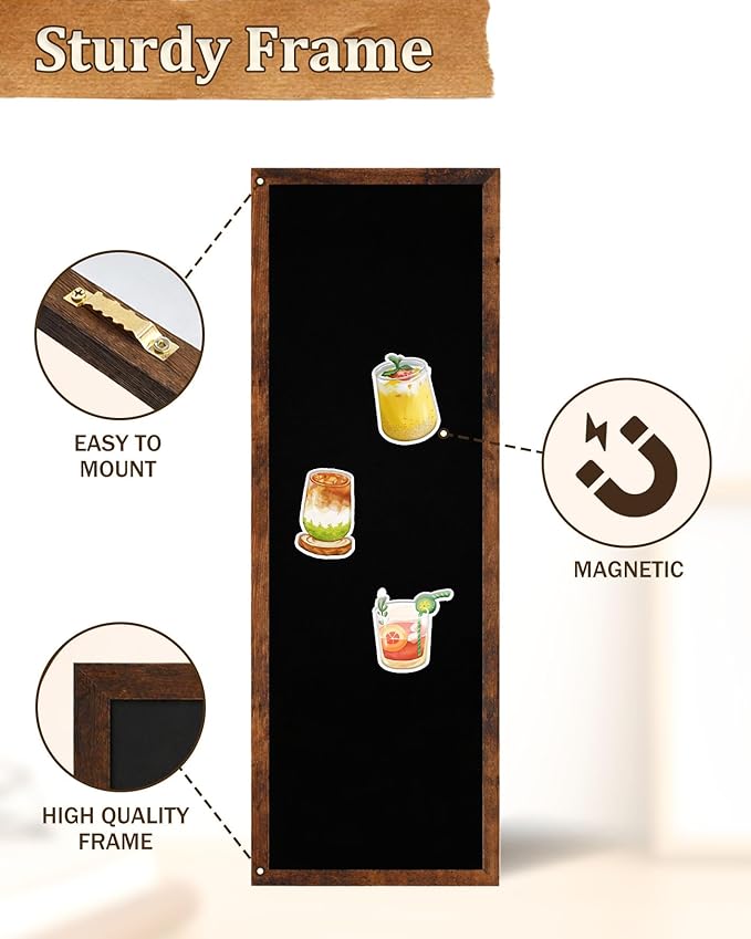 Magnetic Chalkboard for Wall, Long Chalk Board, Wall Hanging Menu for Restaurant