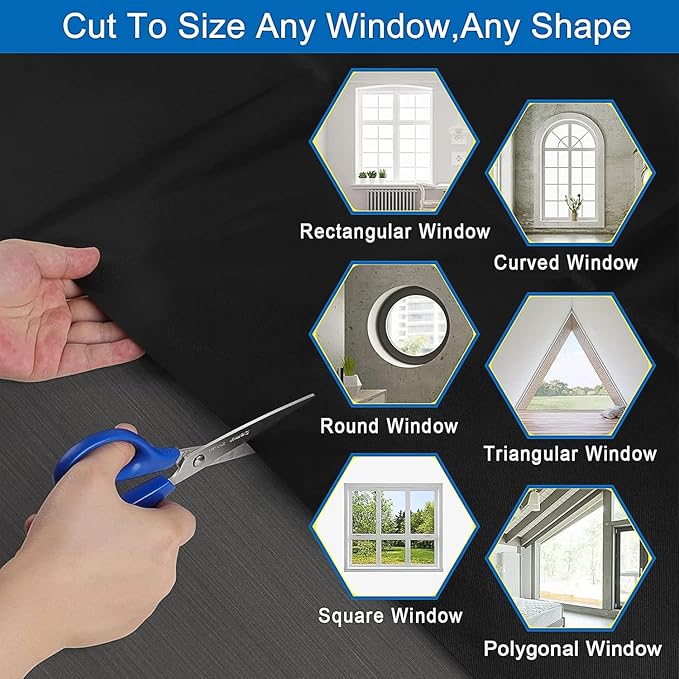 100% Blackout Blinds Magnetic Window Cover 57x40Inch, No Drill PortableCuttable