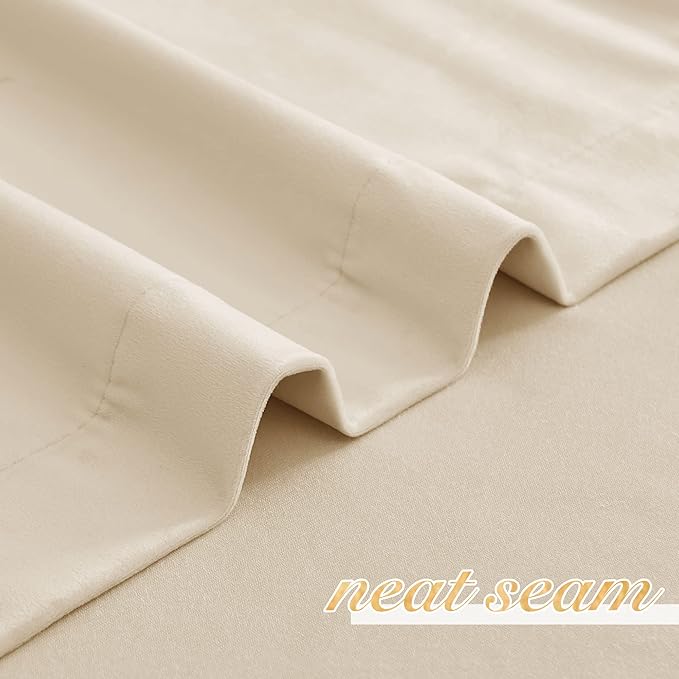 NICETOWN Beige Velvet Curtains 72 inches 2 Panels Set, Thermal Insulated Heavy