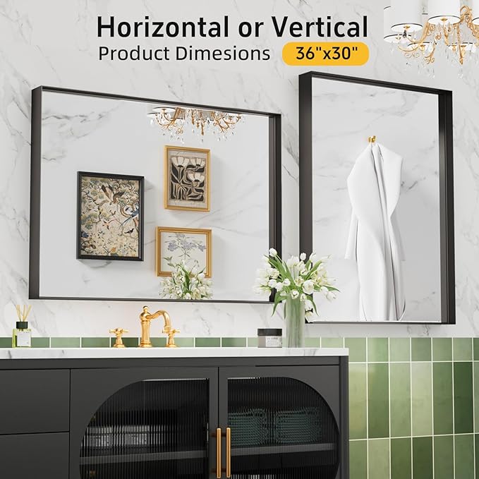 36”x 30” Black Bathroom Mirrors