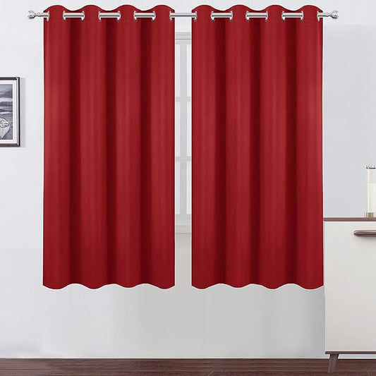 LEMOMO Bright Red Blackout Curtains 52 x 63 Inch Length/Set of 2 Curtain