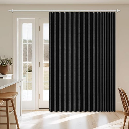 AJAZZ Blackout Accordion Door Curtain 98"x106" Black