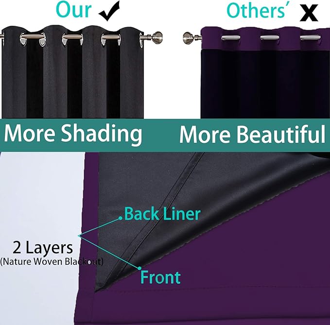 Yakamok 100% Wide Blackout Curtain 100 x 84 Inches