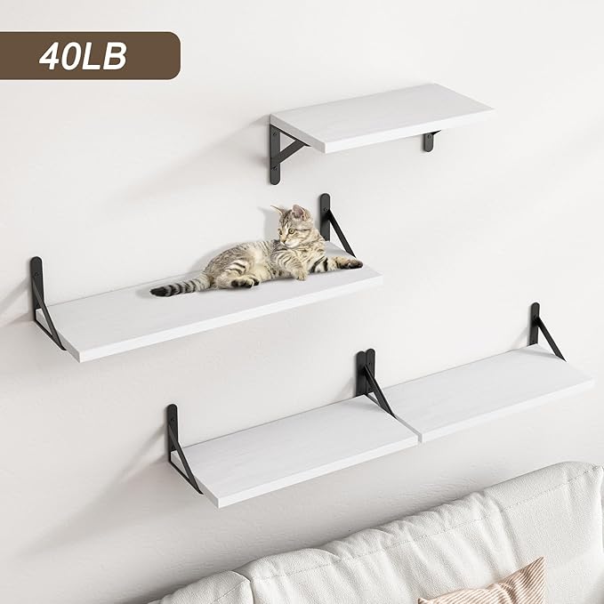 YGEOMER White Floating Shelves for Wall, Different Sizes Rustic Wall Shelves