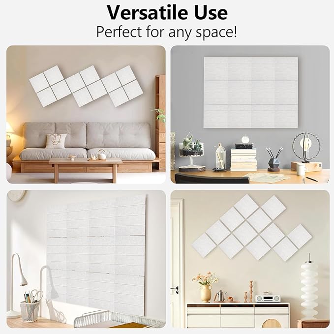 Acoustic Felt Bulletin Board Tiles Self-Adhesive Sound Absorbing Wall Panels