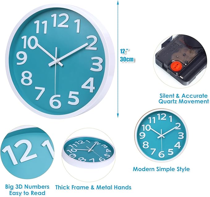Crosstime Wall Clock Silent Non Ticking Indoor Outdoor Clock Battery Operated