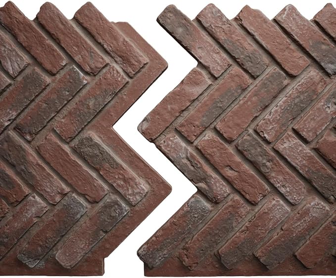 EverStone Herringbone Faux Brick Panel, 46 1/2"W x 25 1/4"H x 1"D, Burnished
