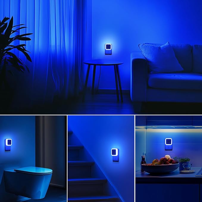 Sujeet Blue Night Light 4 Pack, Night Lights Plug into Wall 4-Pack, Nightlight