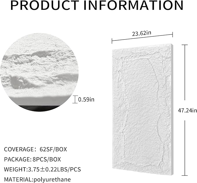 3D Faux Stone Wall Panels, Lightweight & Waterproof Accent Marble Stone Skin