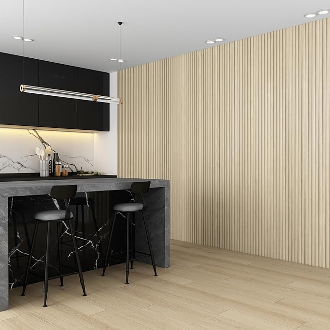 8-Pack WPC Wall Panels 118’’ x 6.3’’ 3D Slat Wall Panel Acoustic Wall Paneling